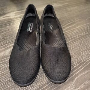 Skechers Classic Fit Air-Cooled Memory Foam Black Slip-On Women Comfort size 10